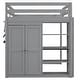 preview thumbnail 13 of 11, Grey Full Size Loft Bed with Storage Shelves & Wardrobe, Space Saving Wood Loft Bed Frame with LED Light for Kids Teens Adults