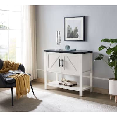 2-Door Modern Console Table, Buffet Storage Cabinet, Black/White