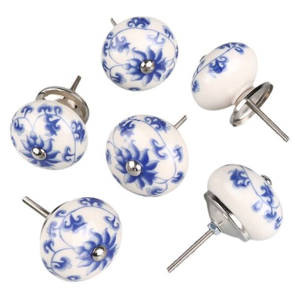 Shop 6 Pcs Ceramic Knobs Drawer Pulls Cupboard Handles Door Blue