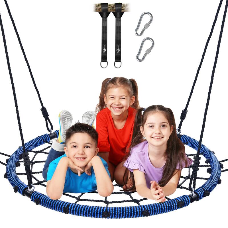 40'' 750lbs Spider Swing Web Saucer Tree Swing for Kids Adults - Blue