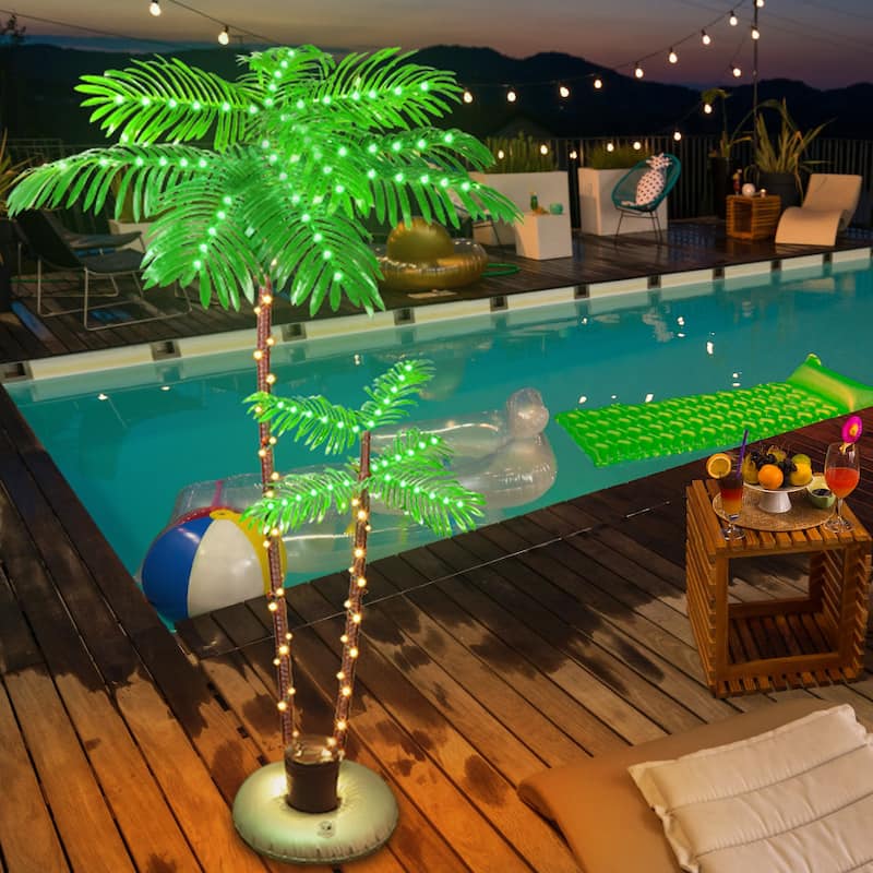 Lighted Palm Tree for Outside Patio Yard Party Pool - 6FT-2-Tree-Plug-in