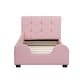 preview thumbnail 33 of 32, Twin Size Upholstered Platform Bed with Guardrail and Headboard,Modern Style Wood Bed