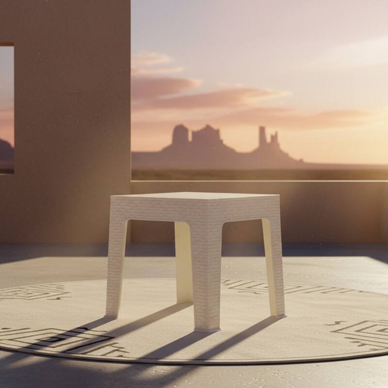 Sunnydaze Outdoor Square Plastic Adirondack Patio Side Table - White - 17.75"