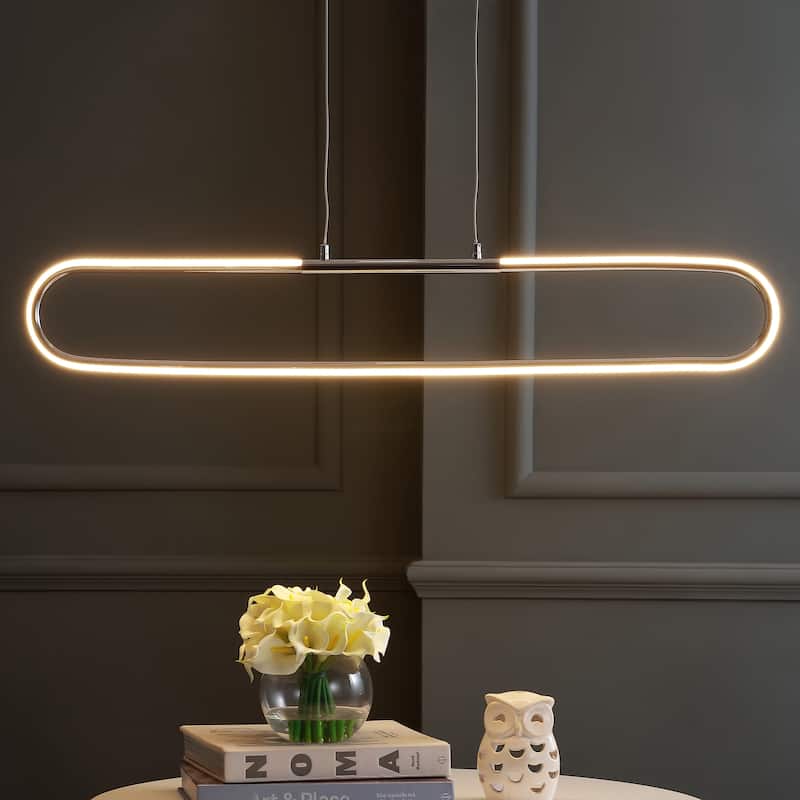 Makena 39" Dimmable Adjustable Integrated LED Metal Linear Pendant, by JONATHAN Y