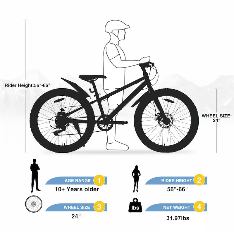 24 Inch Bicycles Fat Tire Mountain Bike