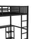 preview thumbnail 8 of 8, Loft Bed Frame with Built-in Wardrobe, Metal Loft Bed with Desk and Storage Shelves, Black