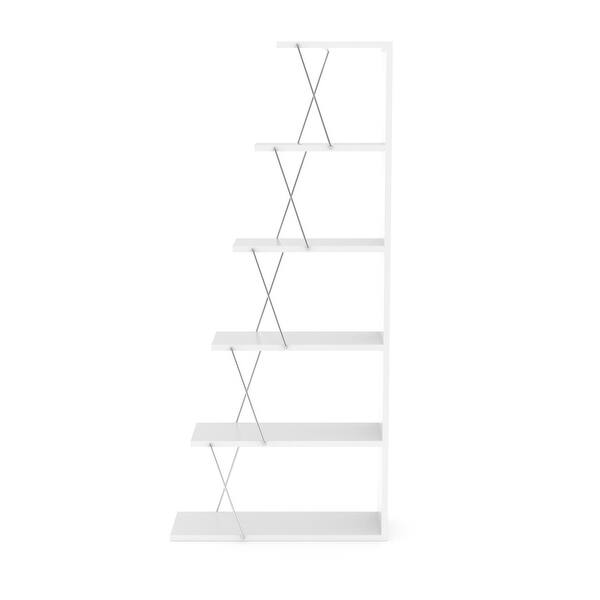 5Tier Ladder Bookshelf with Line Design for Home and Office Bed Bath
