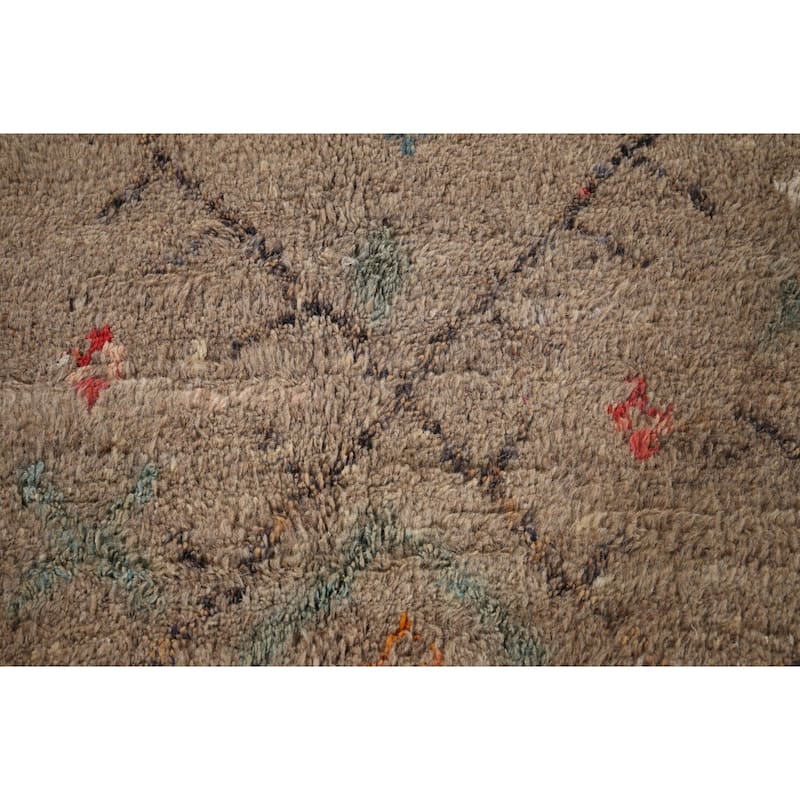 Brown Plush Moroccan Area Rug Handmade Wool Carpet - 6'1"x 10'1"