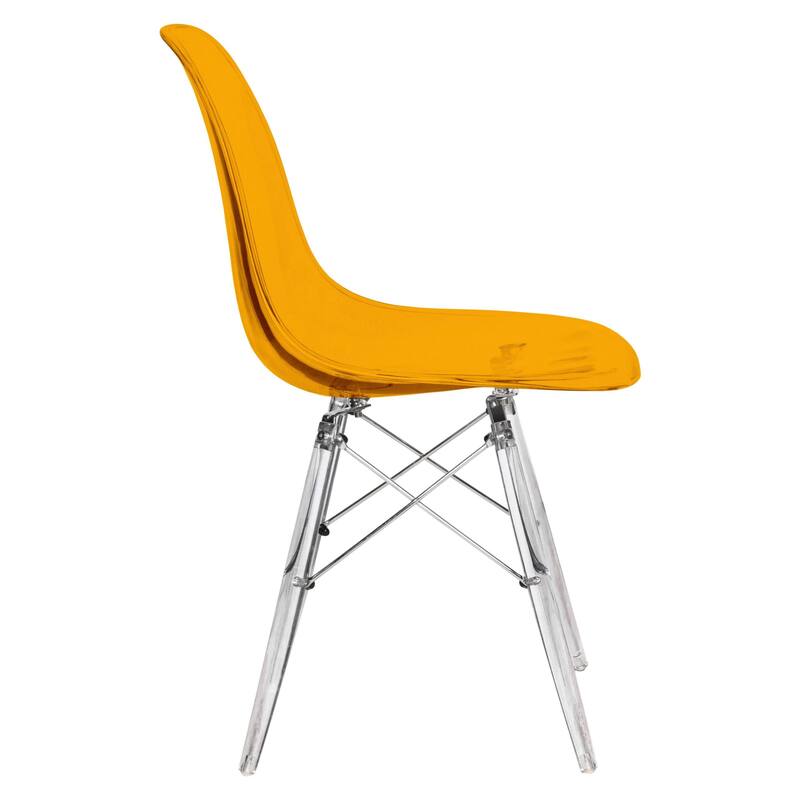 LeisureMod Dover Molded Side Chair with Acrylic Base, Set of 4 - Red - 36 x 32.4 x 16.25