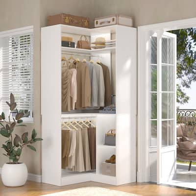 Cimly Freestanding Corner Closet system, Space-saving Closet Organizer for Walk-in Closet