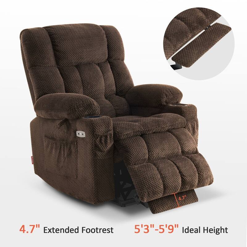 MCombo Dual Motor Power Lift Recliner Chair Sofa with Massage and Heat, Infinite Position, USB Ports, Fabric R7897