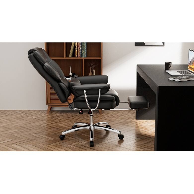 Large Home High Leg Executive Office Chair Ergonomic Recliner Leather Computer Chair with Footrest, for Home Office