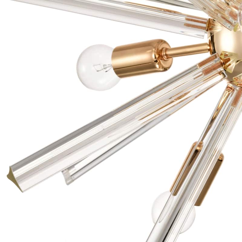 Lorena Glossy Rose Gold 9-Light Glass Bar Sputnik Chandelier