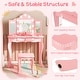 preview thumbnail 20 of 18, Kid Vanity Table Stool Set with Tri-Folding Mirror and 3-Color LED Lights - 27.5" x 13.5" x 40.5"