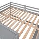 preview thumbnail 5 of 5, Gray Pine Wood Low Loft Bed with Rolling Portable Desk, Drawers, Shelves