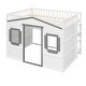 preview thumbnail 15 of 14, Elegant Design Full Size House Loft Bed With Ladder-White+Gray Frame Modern Multi-Functional Children's Bed
