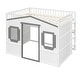 preview thumbnail 10 of 13, White+Gray Full Size Solid Wood House Loft Bed With Ladder for Kids, Boys and Girls, Bedroom