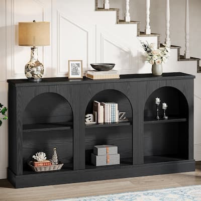 63-Inch Farmhouse Console Table with 3 Tier Storage for Entryway, Living Room - 11.81"D x 62.99"W x 31.5"H
