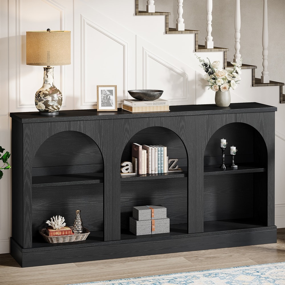 63-Inch Farmhouse Console Table with 3 Tier Storage for Entryway, Living Room - 11.81"D x 62.99"W x 31.5"H