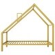 preview thumbnail 10 of 8, Gold Twin Size Metal House Platform Bed with Roof and Chimney for Boys and Girls,Bedroom