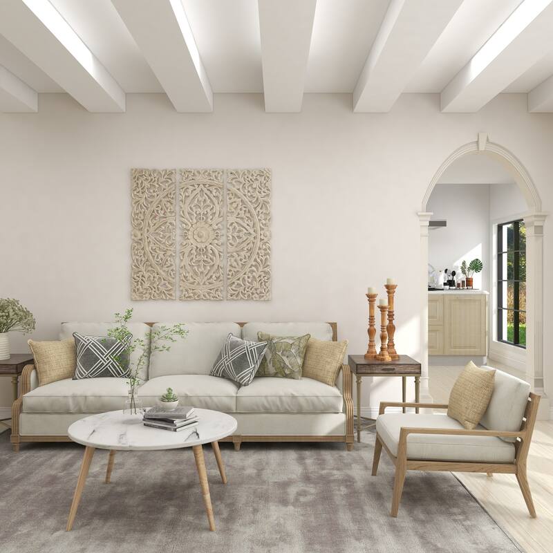 Brown Mango Wood Handmade Candle Holder with Turned Style (Set of 3)