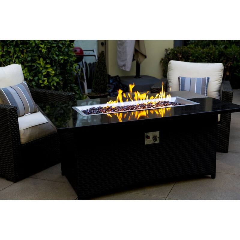 Moda Stylish Outdoor Rectangle Fire Pit Table Rain Cover Included