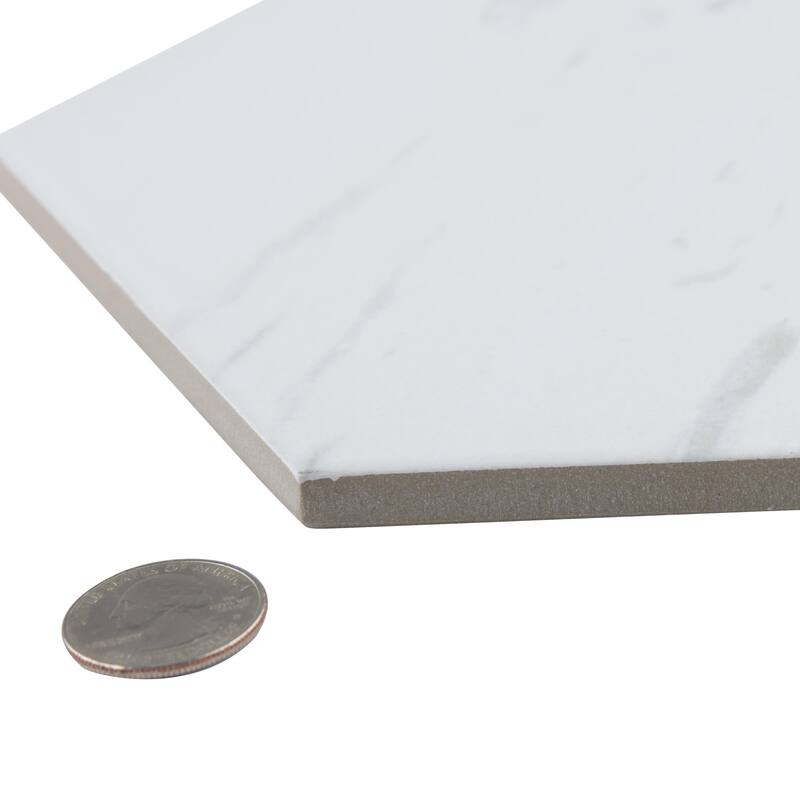 Merola Tile Eterno Hex Carrara 8-5/8" x 9-7/8" Porcelain Floor and Wall Tile