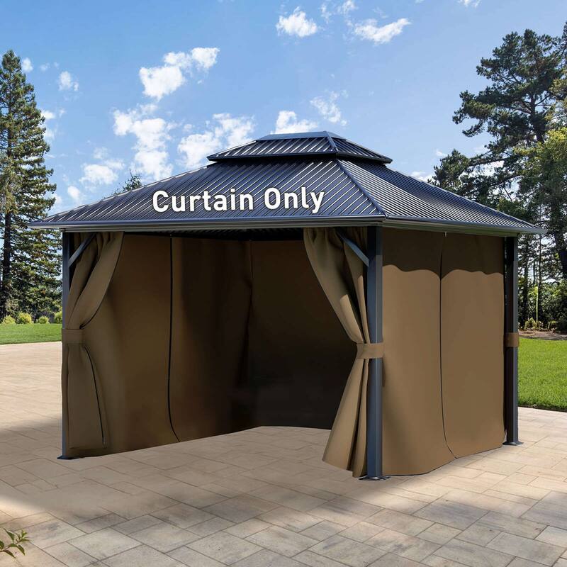 Aoodor Gazebo Curtain Replacement-Universal 4-Panel Sidewalls 10'x12', Curtain Only