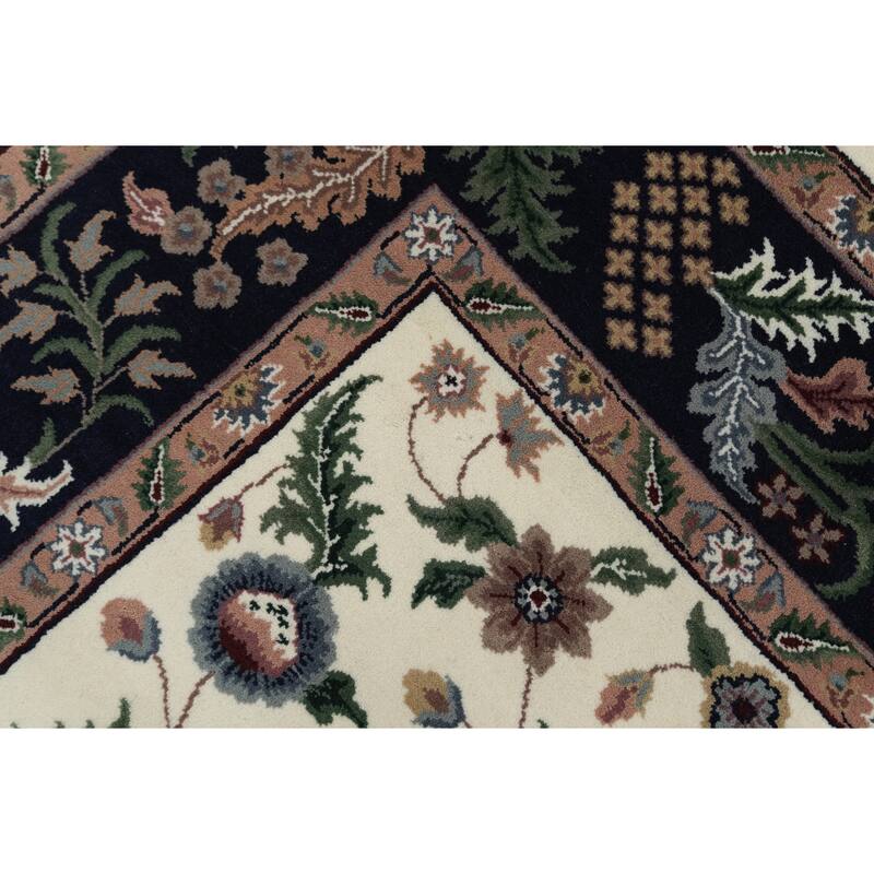 Hand Knotted Oriental 100% Wool Carpet Traditional All-Over Beige & Ivories Aubusson Area Rug - 9' 0'' X 6' 0''