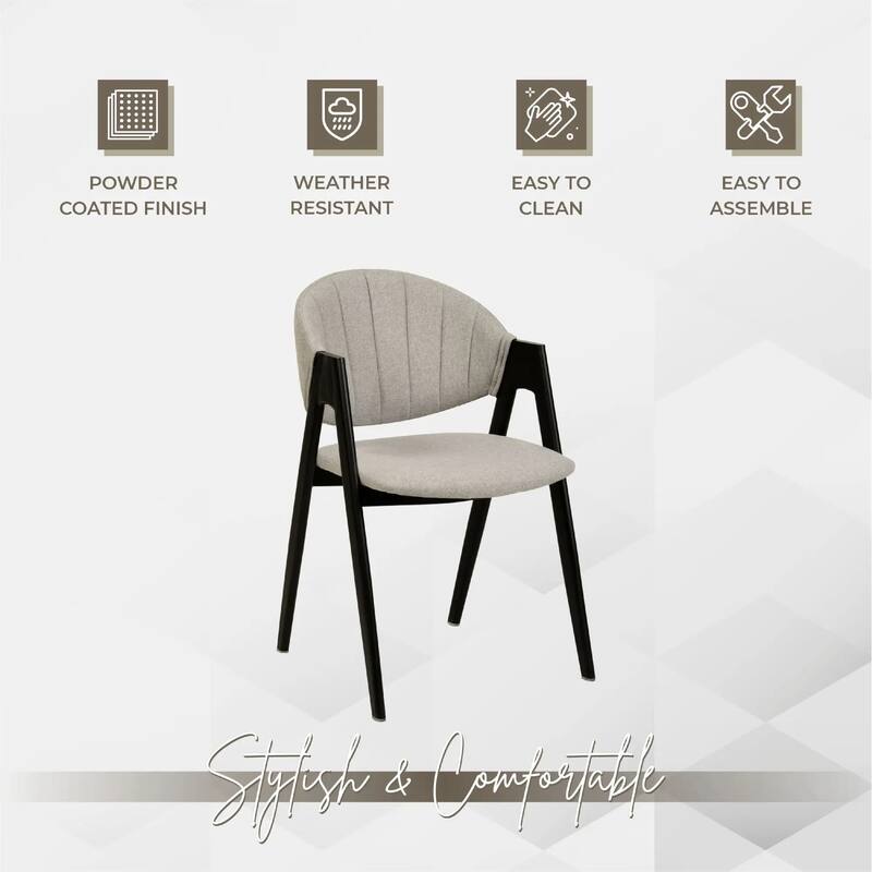 Savor Mid-Century Modern Upholstered Dining Chair with Curved Back and Iron Base for Home & Kitchen Set of 2
