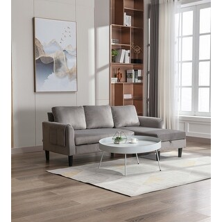 Gray Velvet Reversible Sleeper L-Shape Sectional Sofa - Bed Bath ...