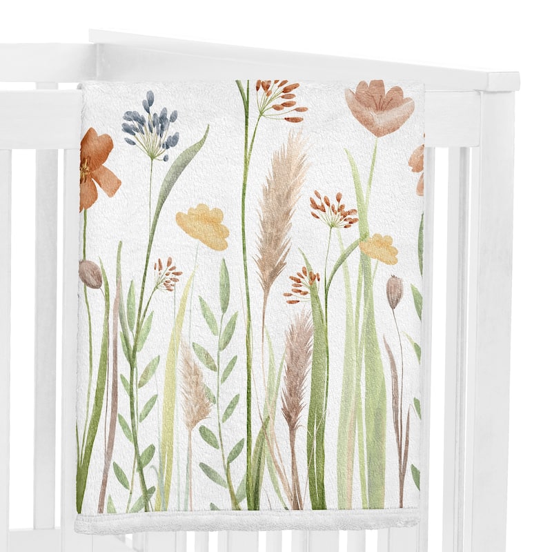 Sweet Jojo Designs Boho Floral Garden Flower Collection Girl Baby Monthly Milestone Blanket Green Watercolor Bohemian Wildflower
