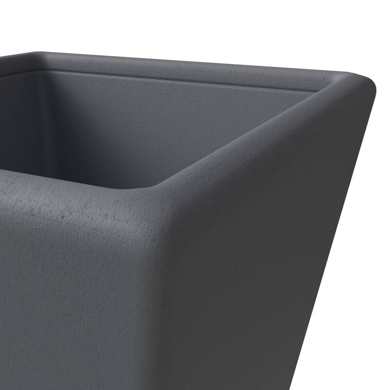 Blossom 4-Piece Square Planter Set, Durable Fiberstone Indoor/Outdoor Pots with Drainage, Yard Patio Decor