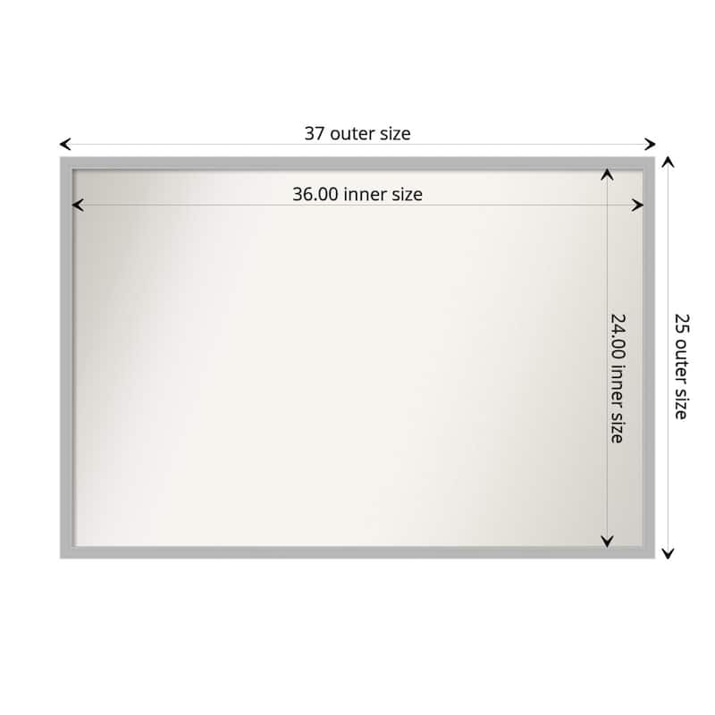 Non-Beveled Bathroom Wall Mirror - Hera Chrome Frame - 37 x 25 in - Hera Chrome