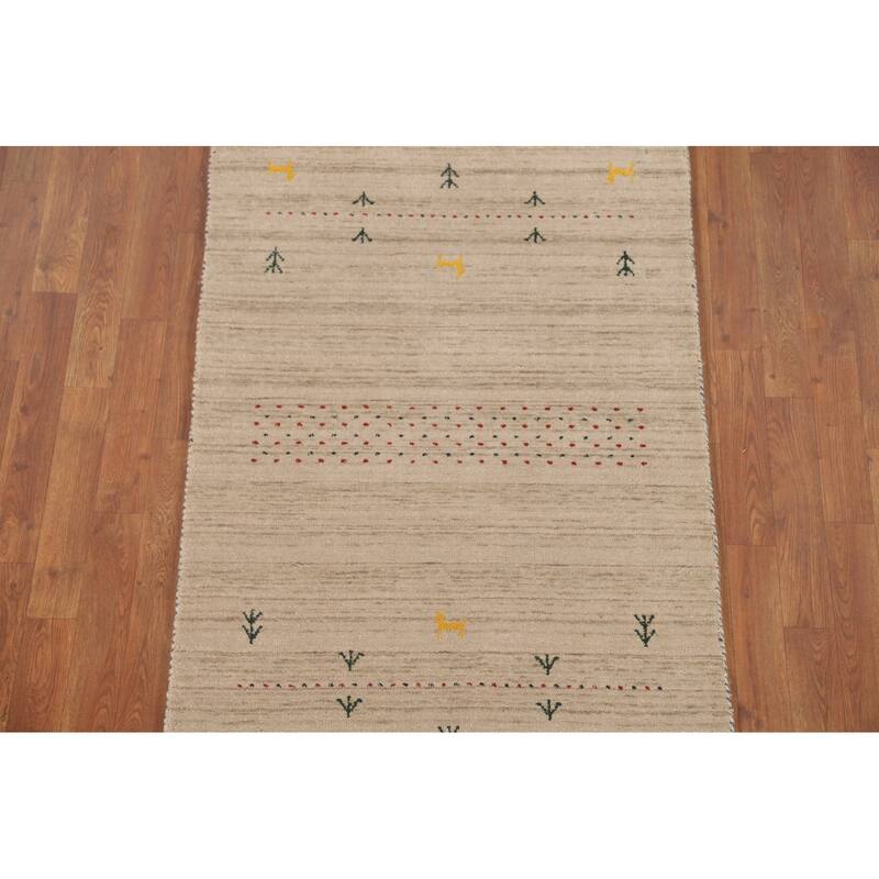 Gabbeh Accent Rug Hand-Knotted Contemporary Wool Carpet - 3'0" x 4'10"