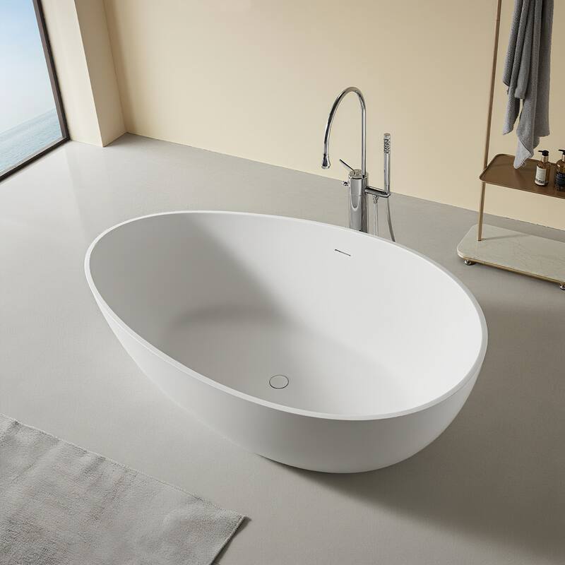 63" Matte White Solid Surface Bathtub - Matte White