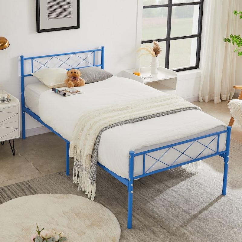 VECELO Modern Premium Metal Platform Bed Frames, Twin/Full/Queen Size Bed, Student apartment Beds