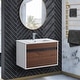 preview thumbnail 1 of 109, Fine Fixtures - Wall Mount Bathroom Vanity And Sink, Knob Free Design - Alpine Collection - 30" - Brown Walnut