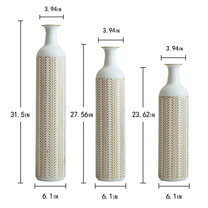 Modern Decoration Floor Metal Vase with Glazed (Set of 3)