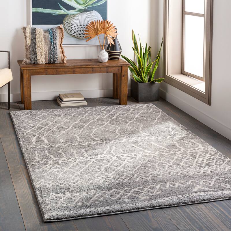 Livabliss Dorota Moroccan Trellis Area Rug - 7'10" x 10' - Grey