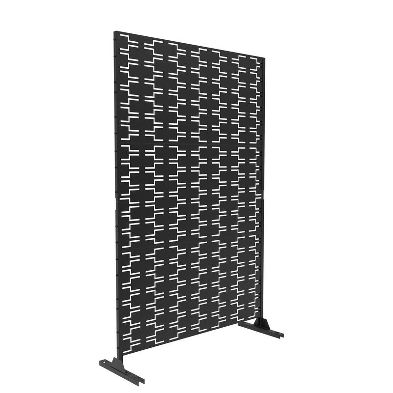 Outdoor Free Standing Metal Privacy Screen - Rectangle - Black-Rectangle