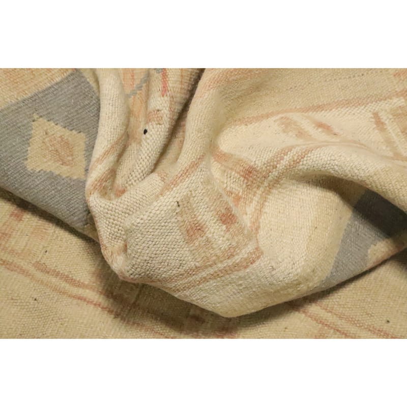 Hand Woven Oriental 100% Wool Carpet Southwestern Tribal Beige & Ivories Kilim Area Rug - 4' 10'' X 2' 10''