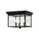 preview thumbnail 10 of 12, Industrial 3-Light Square Seeded Glass Cage Flush Mount Light 9.8in
