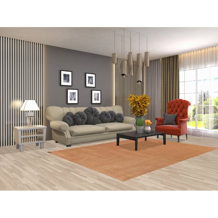 Modern Gabbeh Area Rug Handmade Oriental Solid Wool Carpet - 5'7" x 7'11"