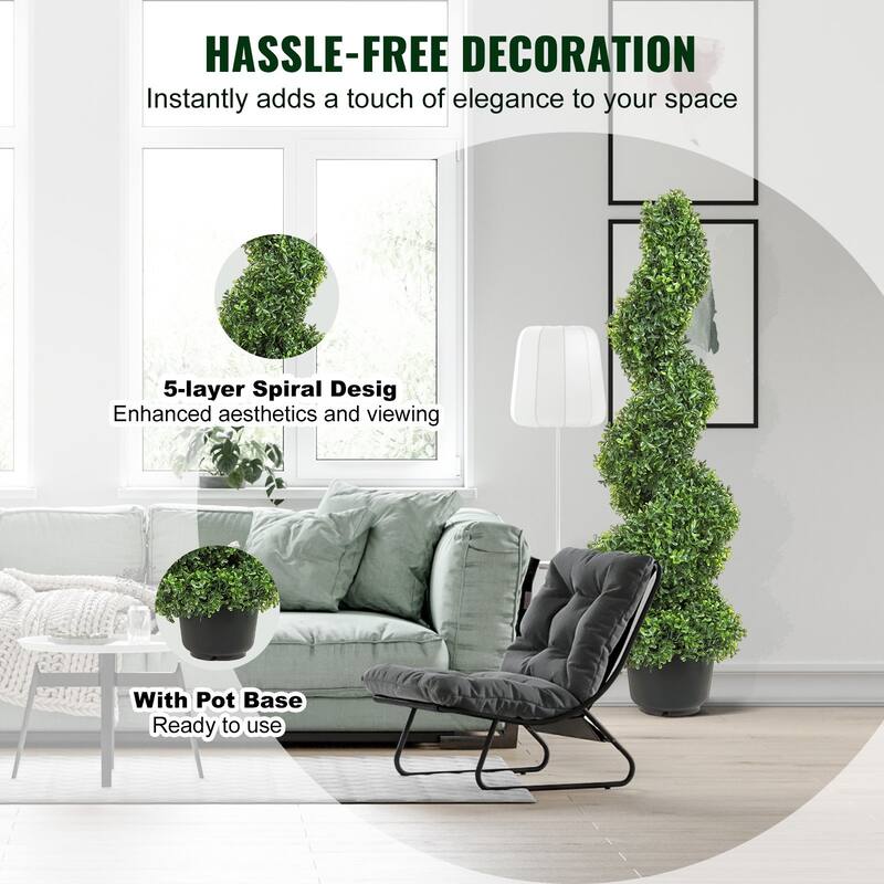 2 Pieces Artificial Boxwood Topiary Tower Plant Ideal for Indoor or Outdoor Decoration