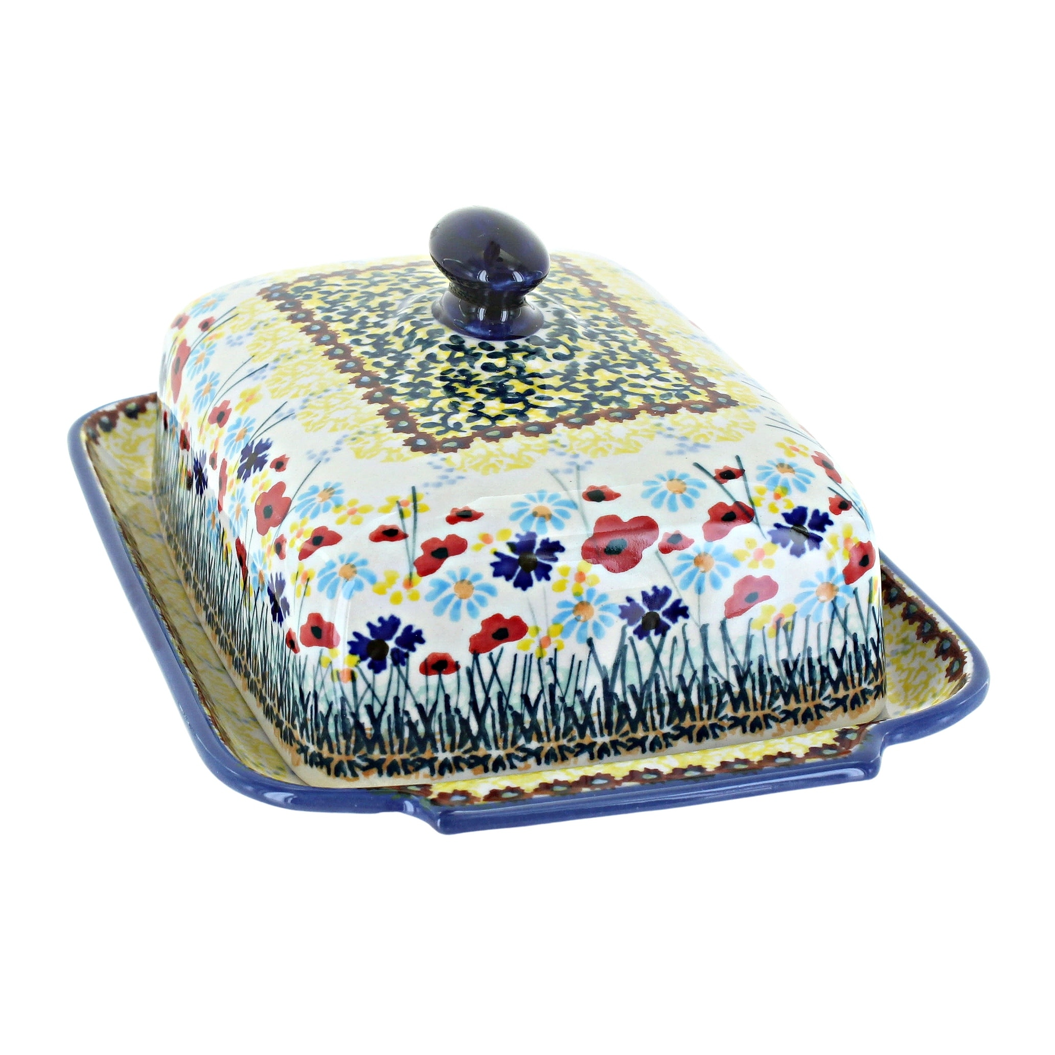 Blue Rose Polish Pottery M080 Manufaktura Large Butter Dish