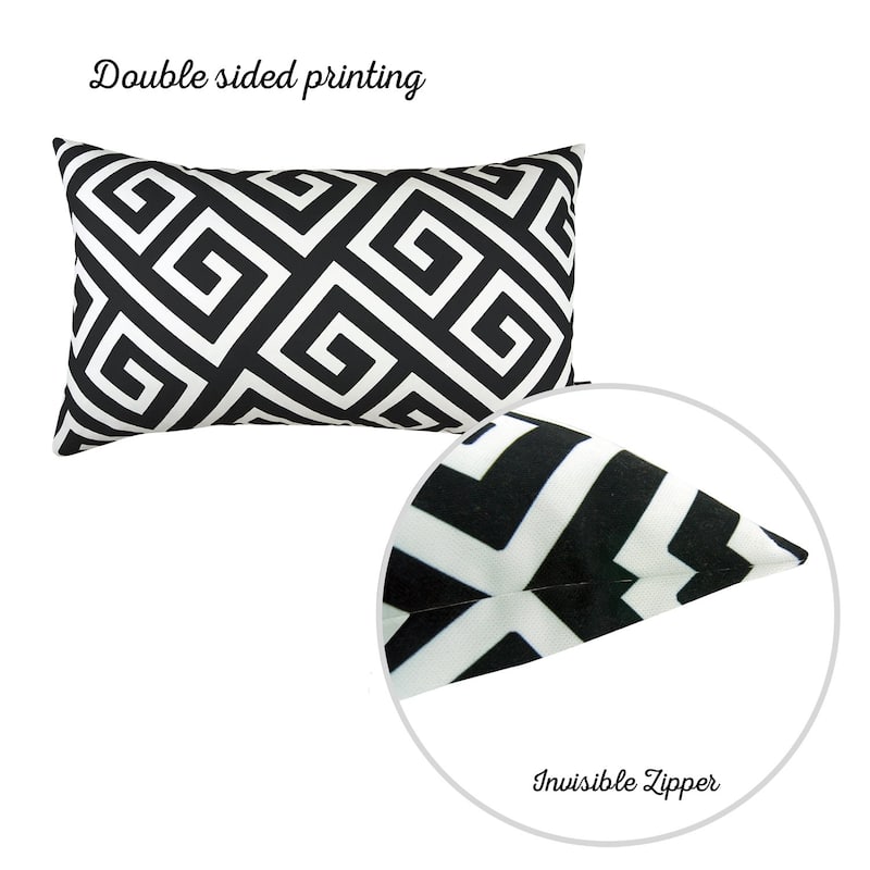 Greek Key Printed 12''x20'' Throw Pillow Cover (Set of 4)