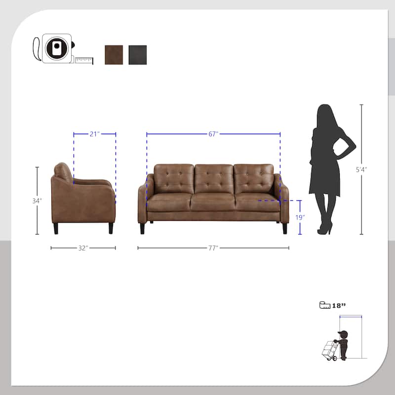 Reagan Polished Microfiber 2-Piece Living Room Sofa Set
