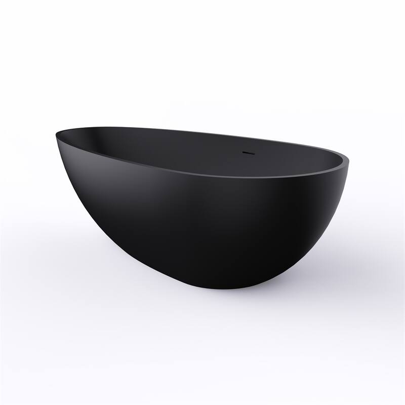 51" Freestanding Solid Surface Deep Soaking Bathroom Bathtub w/Seat