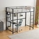 preview thumbnail 8 of 13, Twin Size Metal Loft Bed with Desk and Storage Shelves